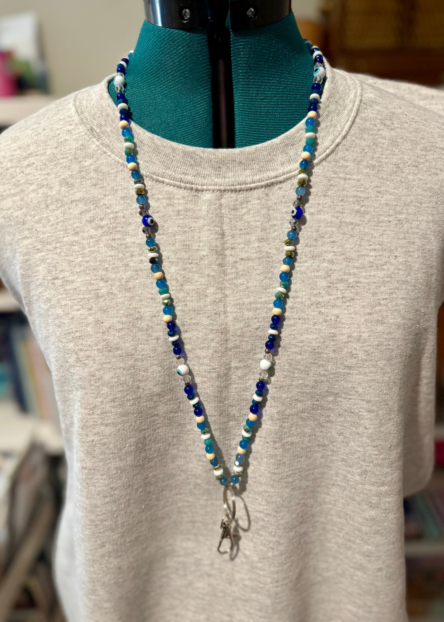 Beaded Lanyard- Blue Eyes