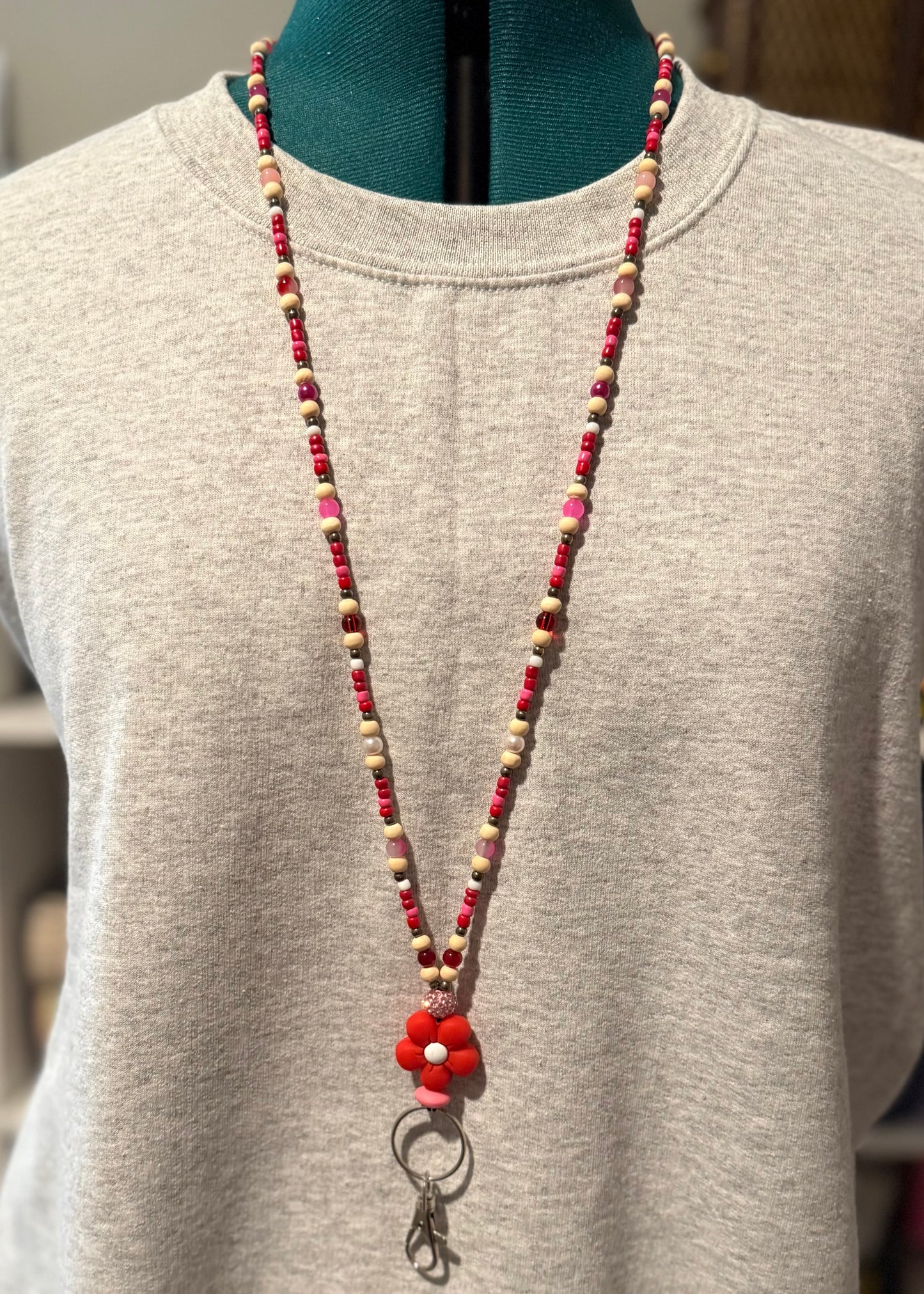 Beaded Lanyard- Shades of Sparkle Pink