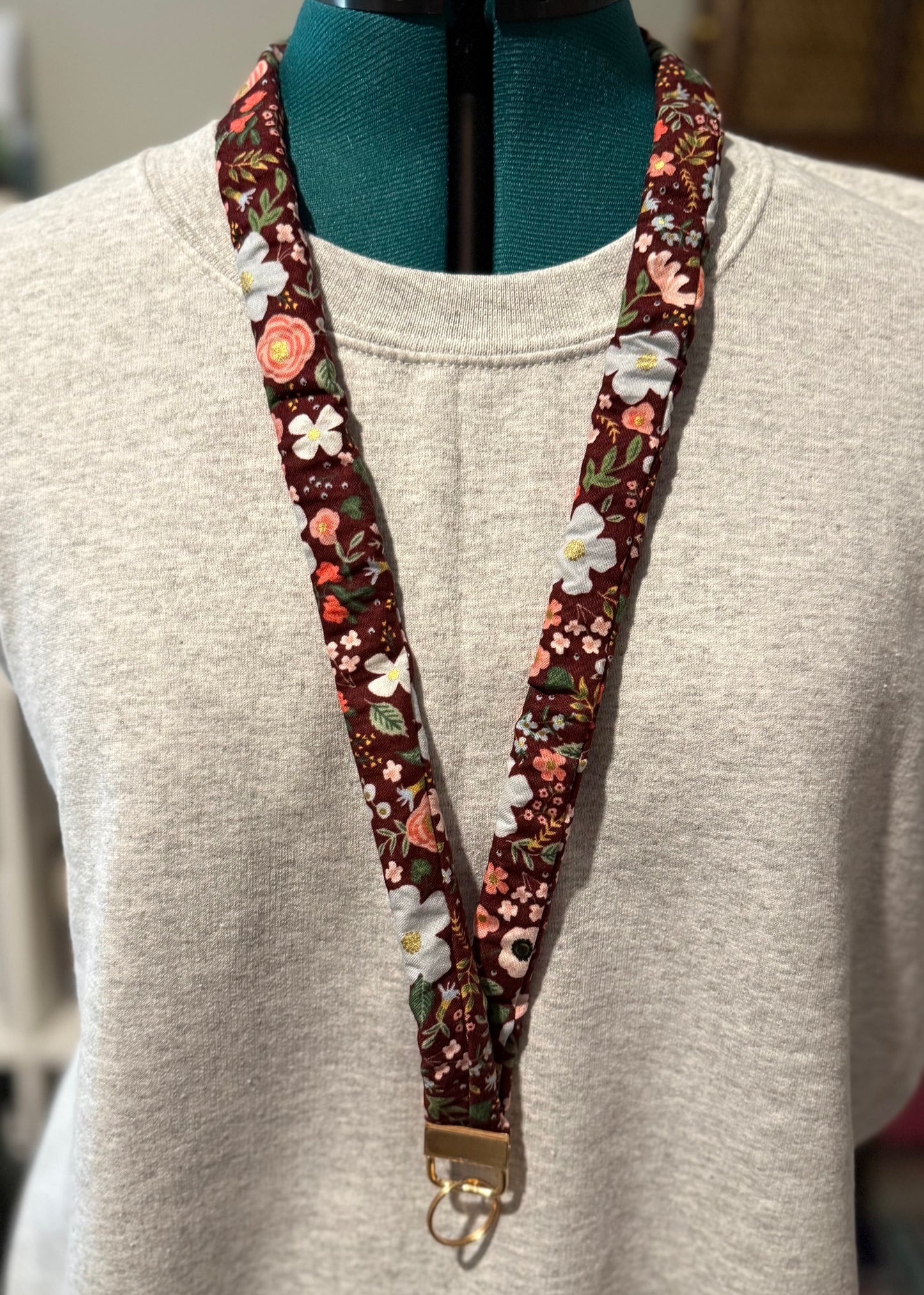 Scrunchie Lanyard- Lg. Pink Floral