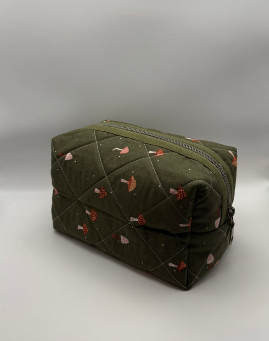 Medium Travel Pouch- Olive Mushrooms