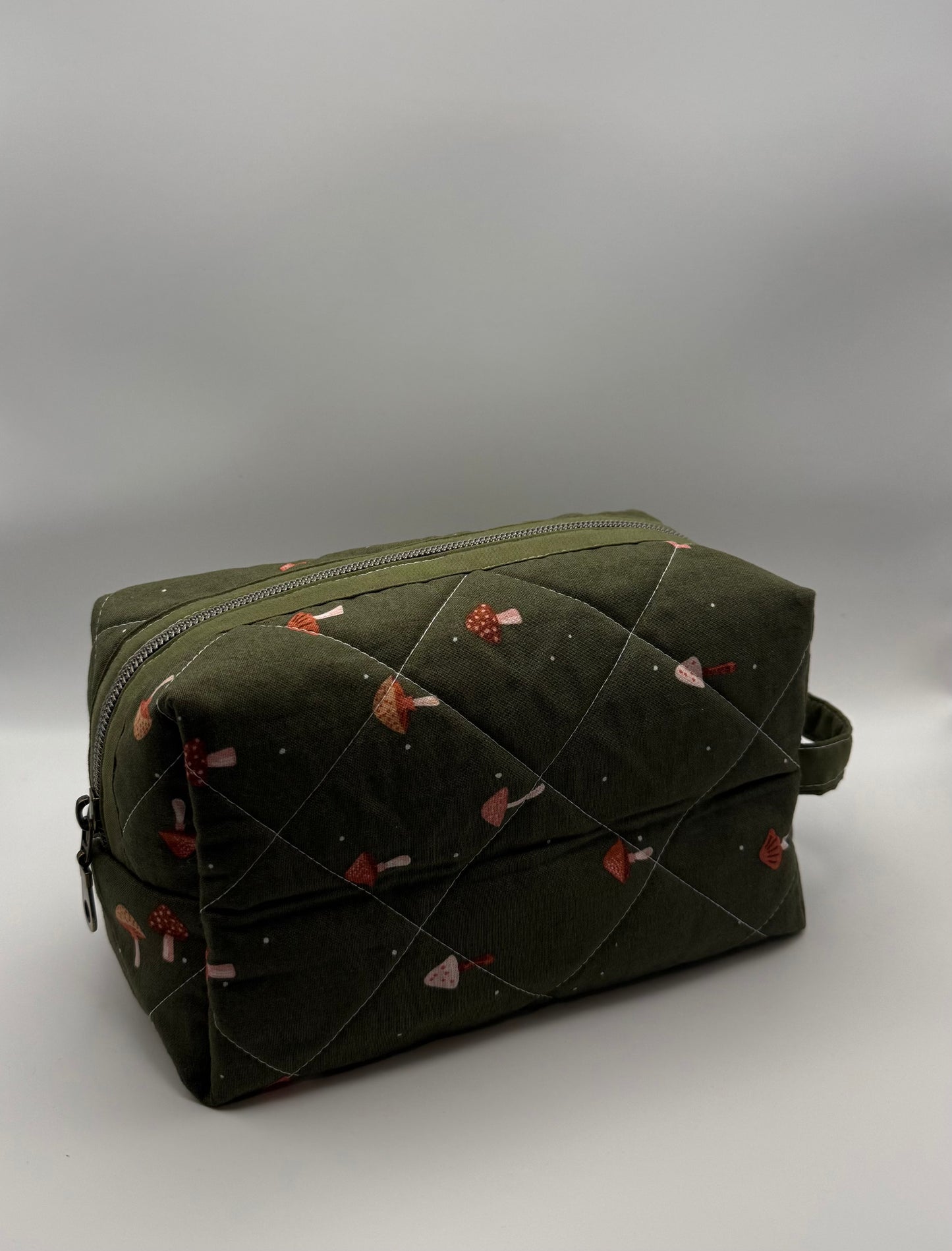 Medium Travel Pouch- Olive Mushrooms