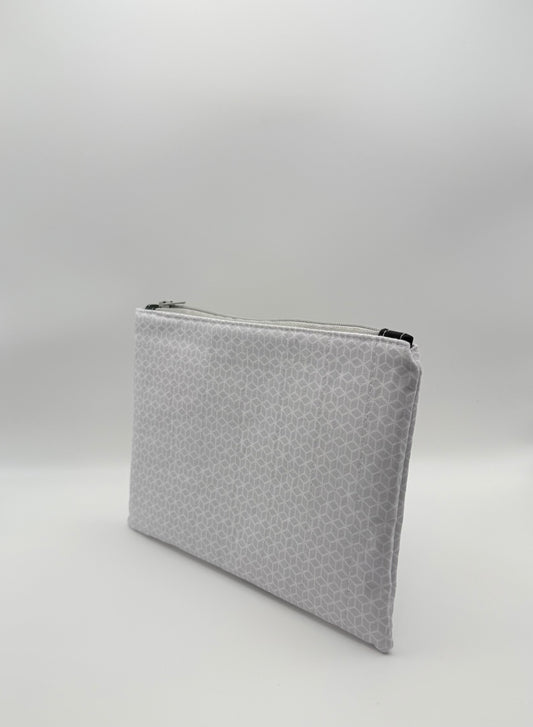 Slim Zip Pouch- Light Grey Geometrics