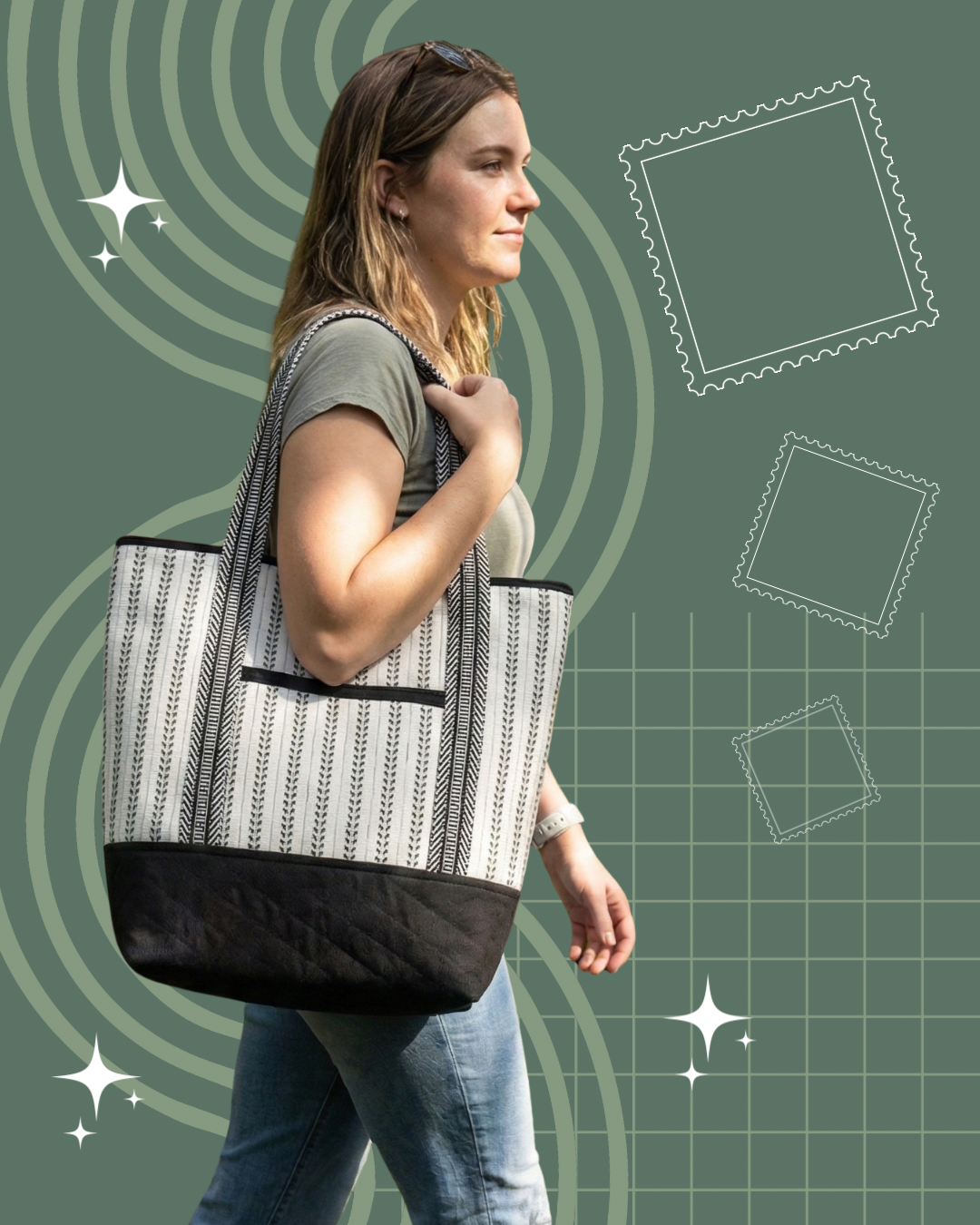 Classic Everyday Tote Bag- Black & White
