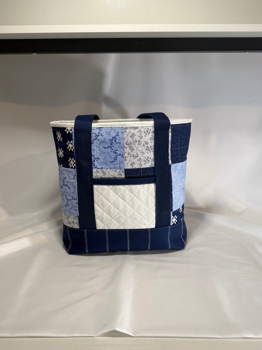 Everyday Mini Tote- True Blues Patchwork