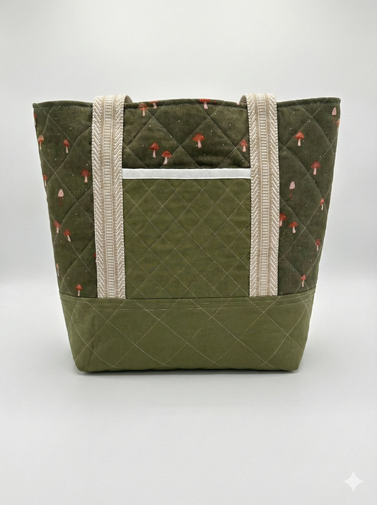 Everyday Tote Bag- Olive Mushrooms