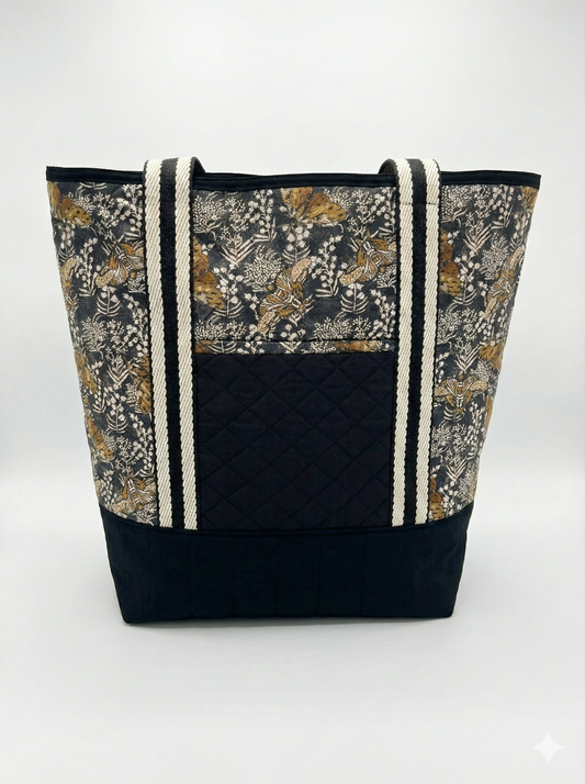 Everyday Tote Bag- Black Moths