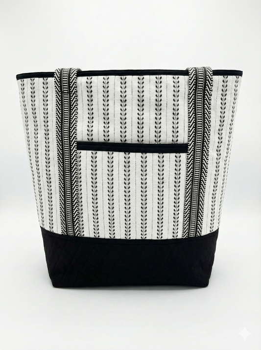 Classic Everyday Tote Bag- Black & White
