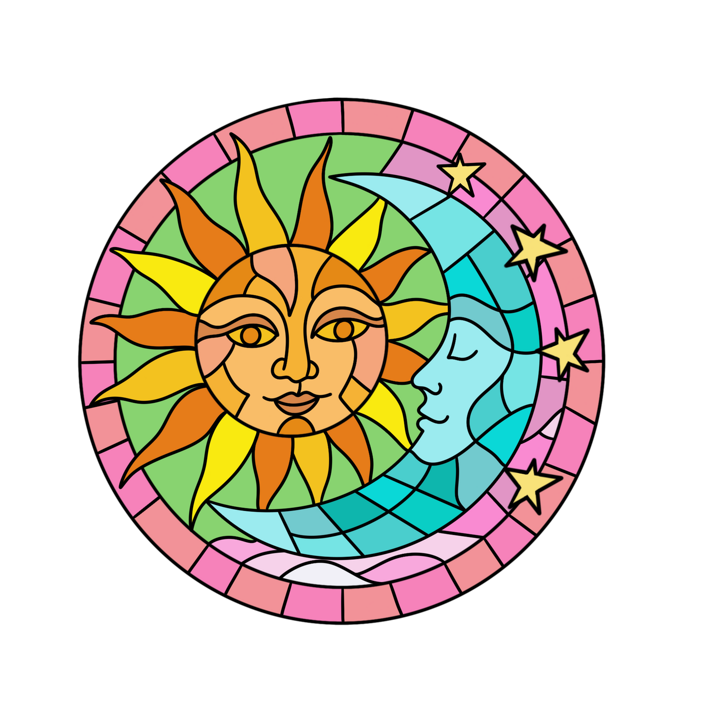 Sun&Moon Stained Glass Sticker