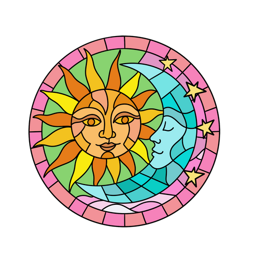 Sun&Moon Stained Glass Sticker