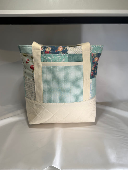 Everyday Tote Bag- Teal Dreams Patchwork I