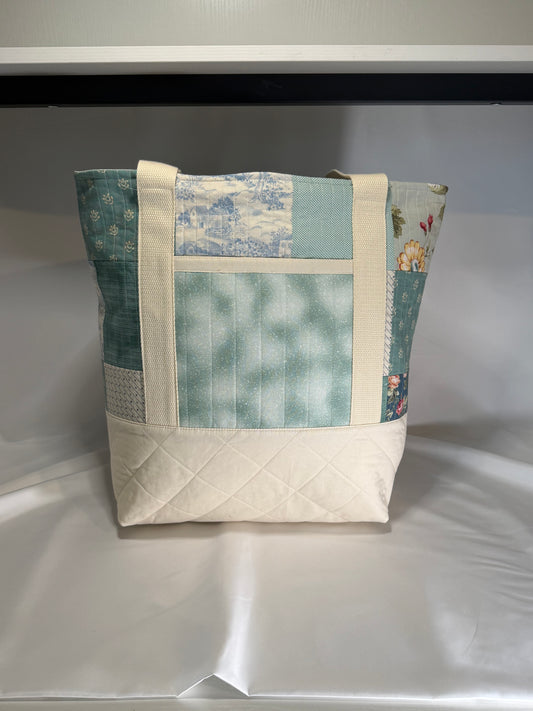 Everyday Tote Bag- Teal Dreams Patchwork II