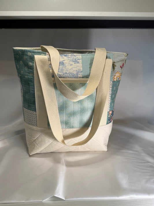 Everyday Tote Bag- Teal Dreams Patchwork II