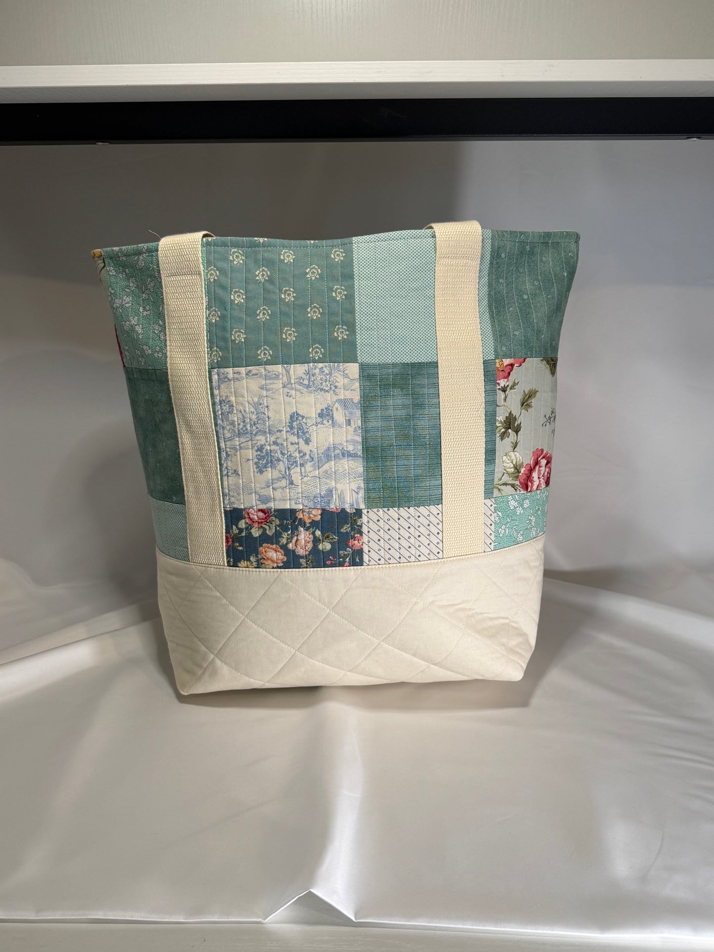 Everyday Tote Bag- Teal Dreams Patchwork I