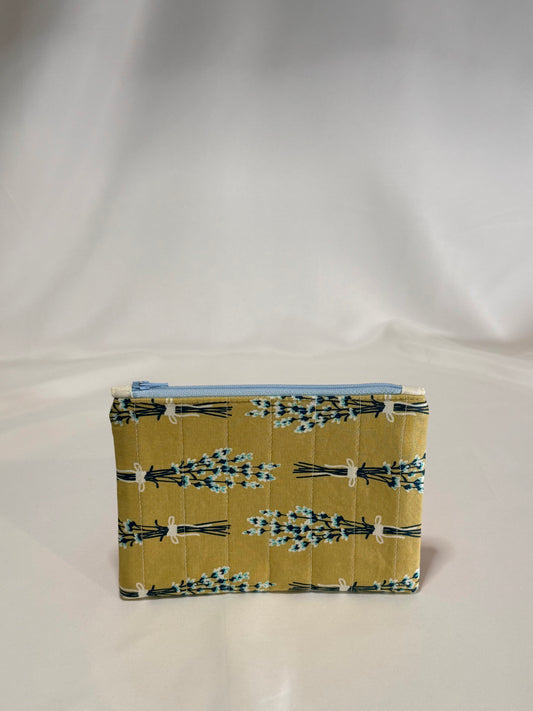 Slim Zip Pouch- Sky Blue Bouquet