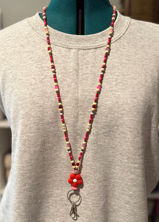 Beaded Lanyard- Shades of Sparkle Pink