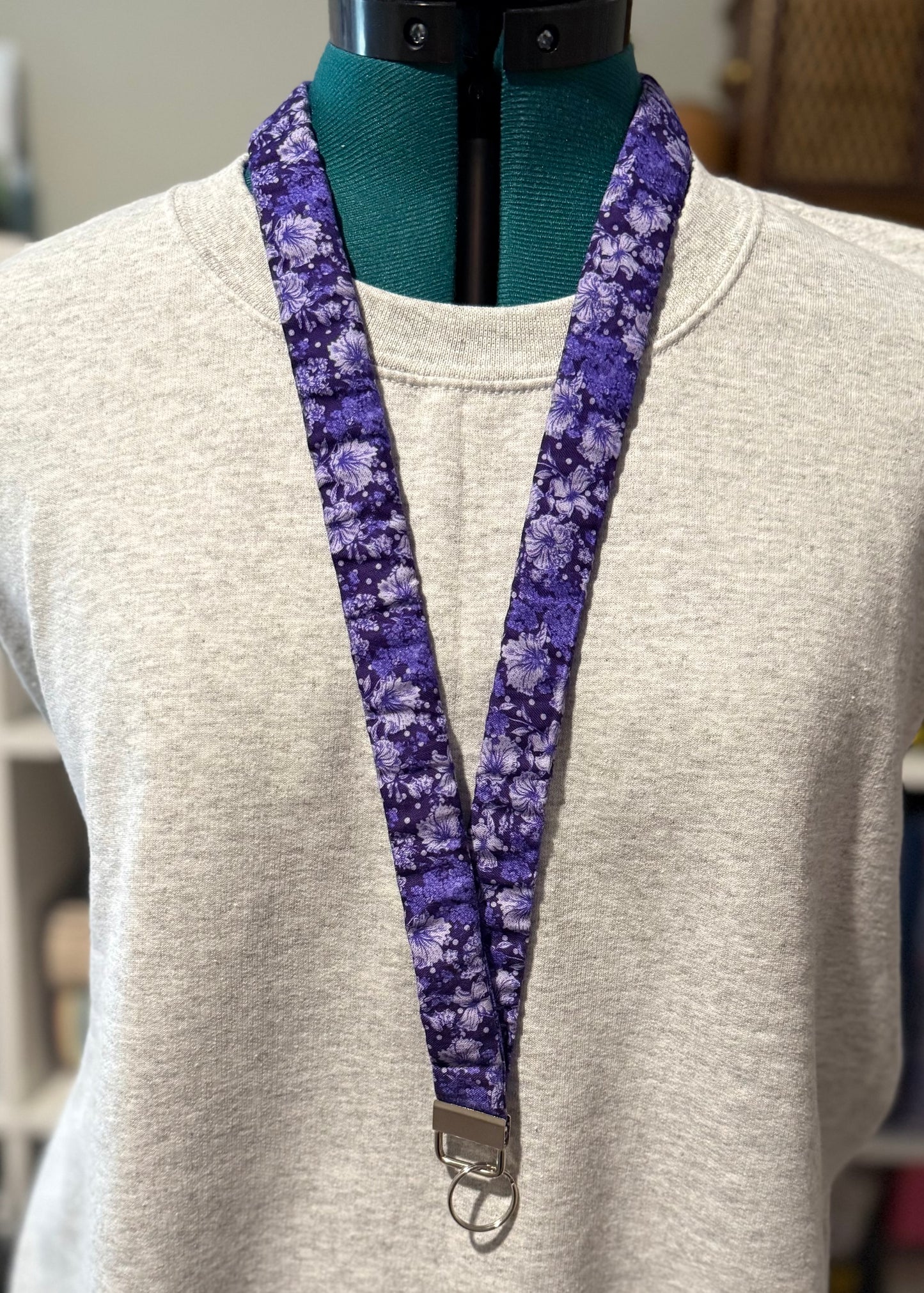 Scrunchie Lanyard- Purple Flowers