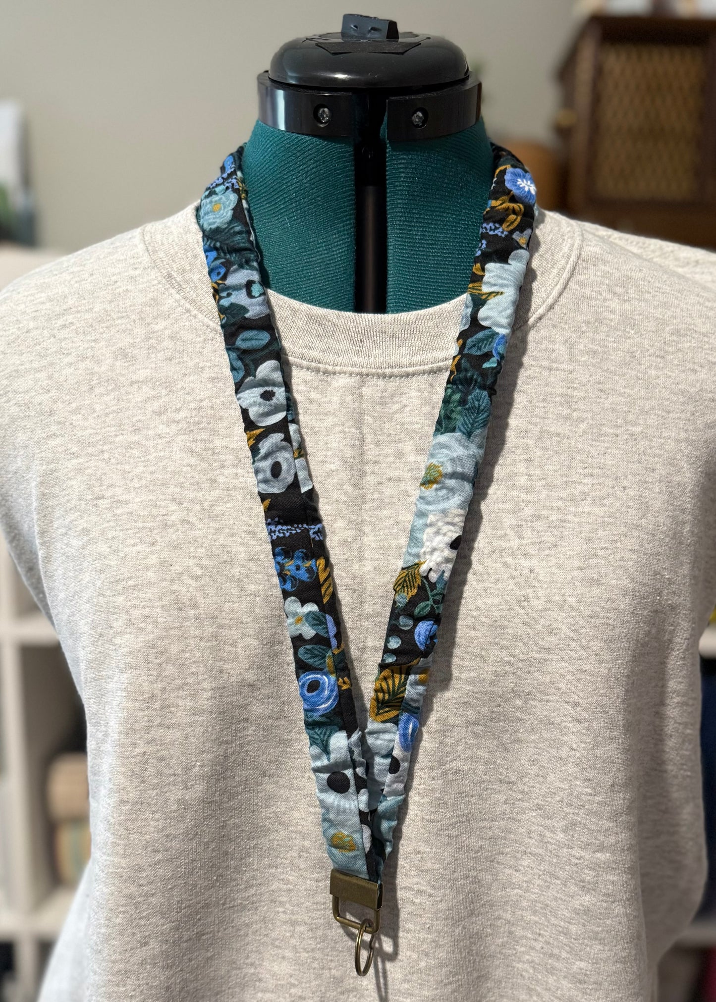 Scrunchie Lanyard- Lg. Blue Florals