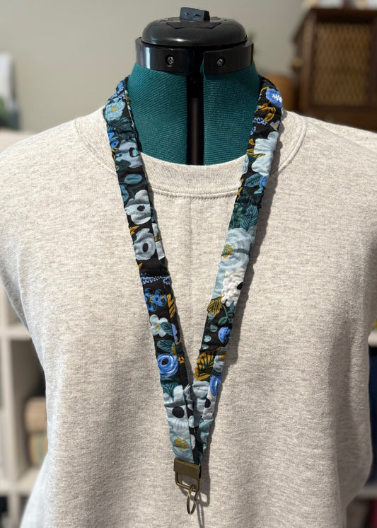 Scrunchie Lanyard- Lg. Blue Florals