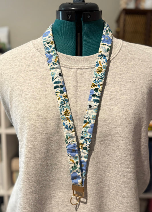 Scrunchie Lanyard- Sm. Blue Florals