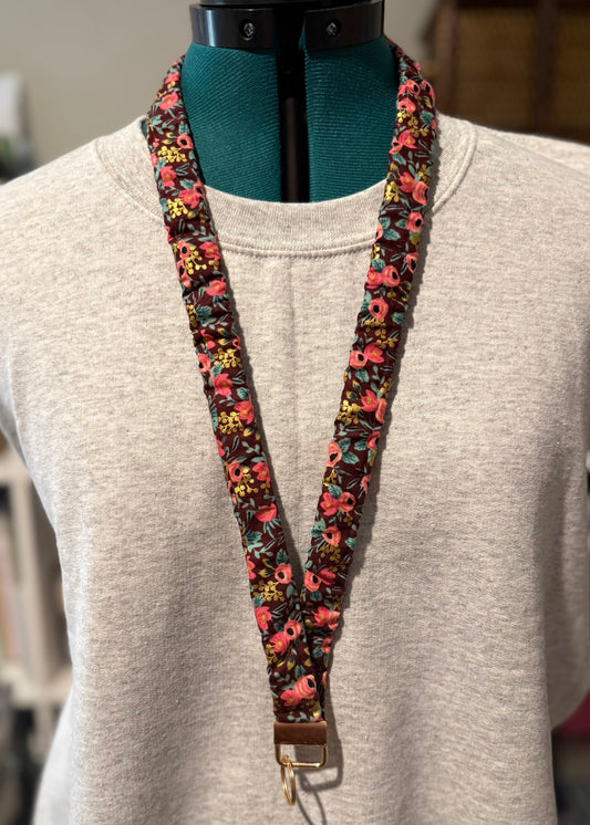 Scrunchie Lanyard- Pink Gold Floral
