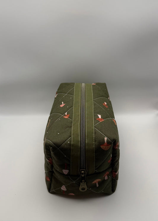 Medium Travel Pouch- Olive Mushrooms