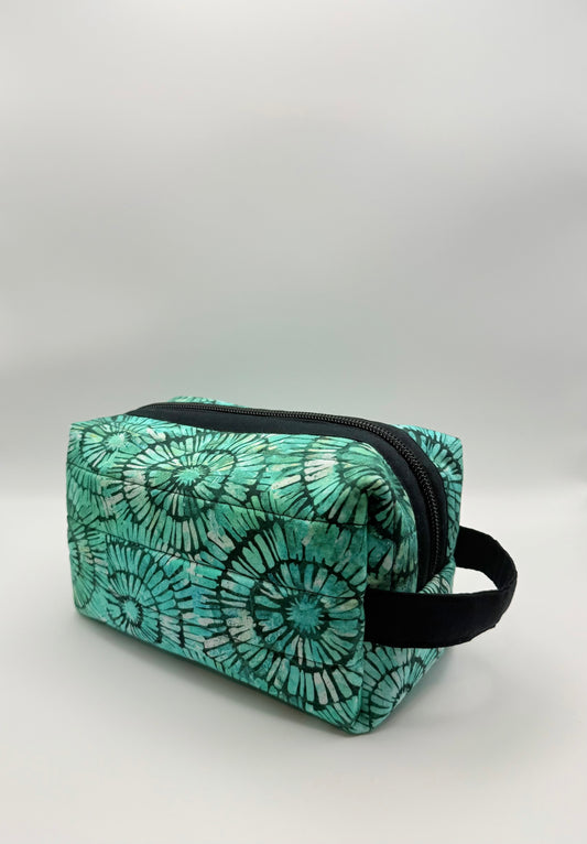 Small Travel Pouch- Teal Tie Dye