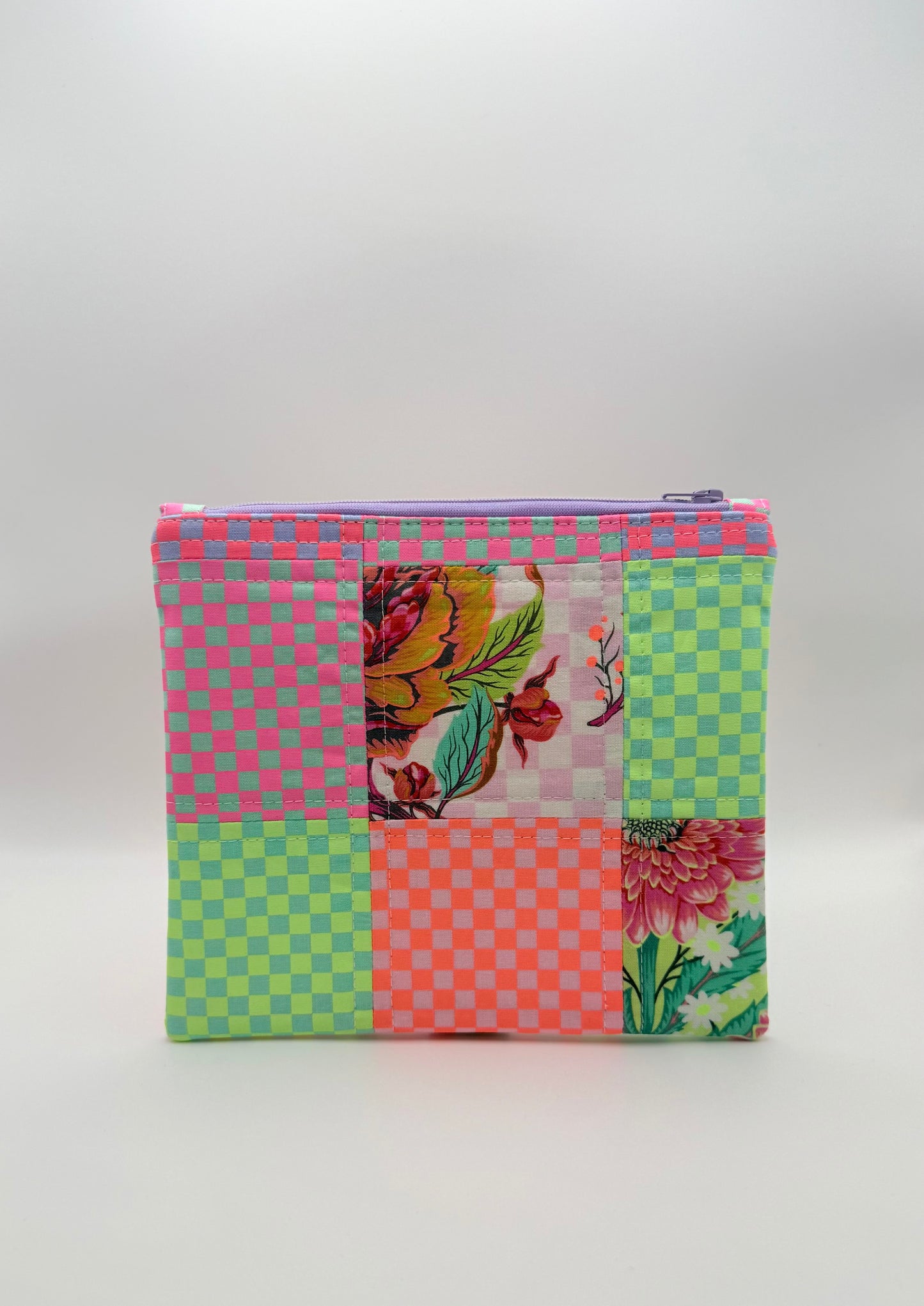 Slim Zip Pouch- Patchwork Neon Tula
