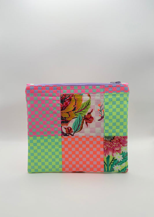 Slim Zip Pouch- Patchwork Neon Tula
