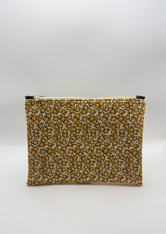 Slim Zip Pouch- Mustard Florals