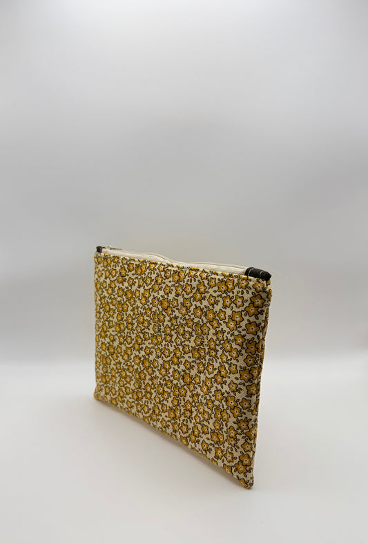 Slim Zip Pouch- Mustard Florals