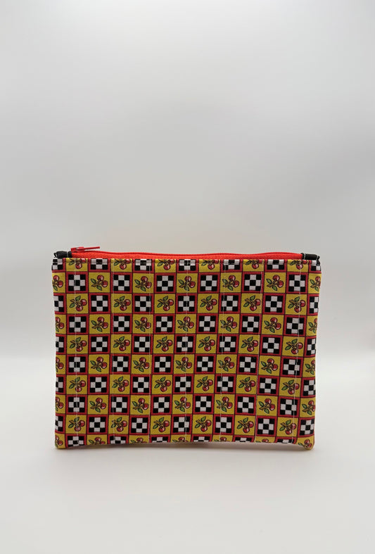 Slim Zip Pouch- Race Track Cherries