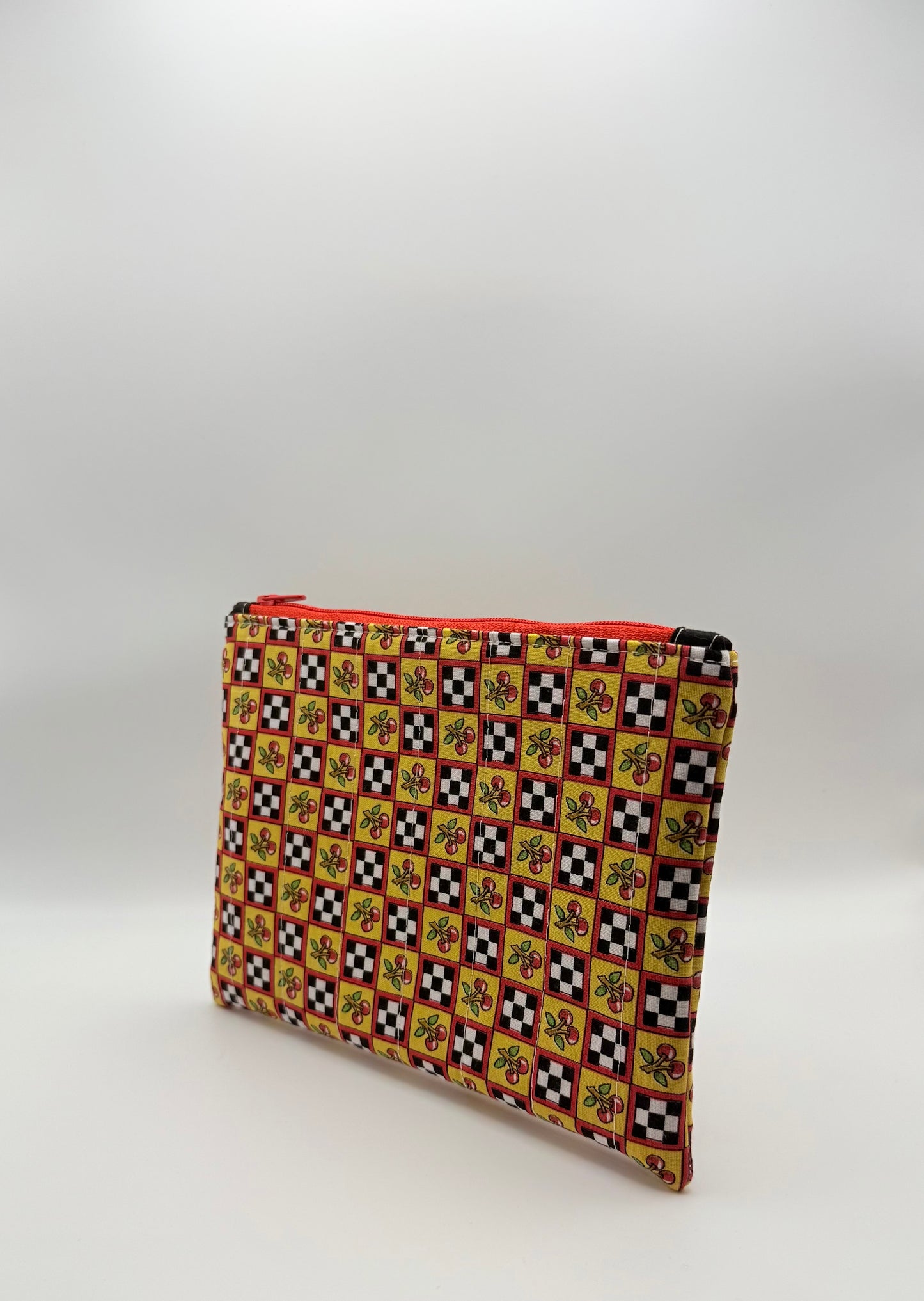 Slim Zip Pouch- Race Track Cherries