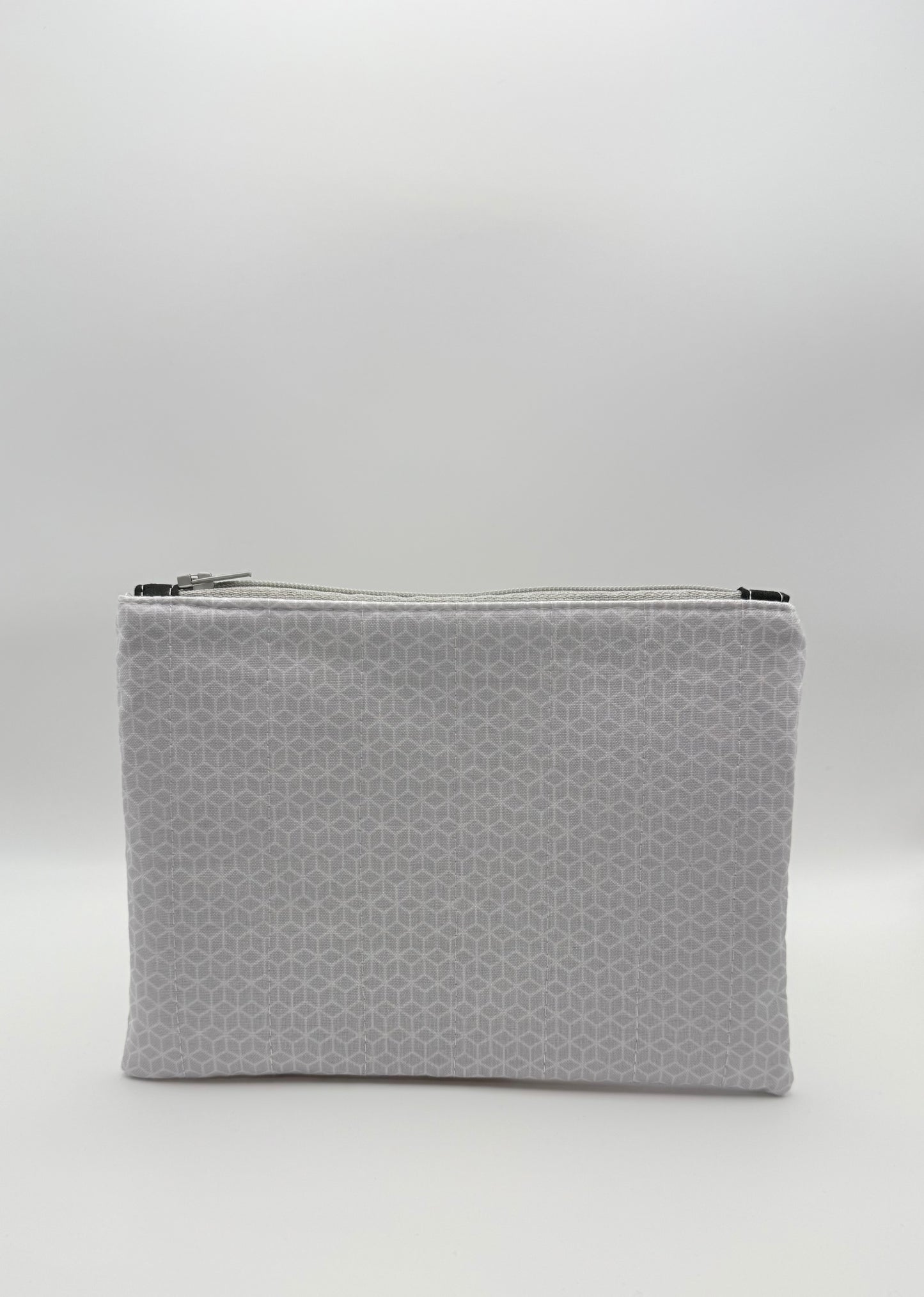 Slim Zip Pouch- Light Grey Geometrics