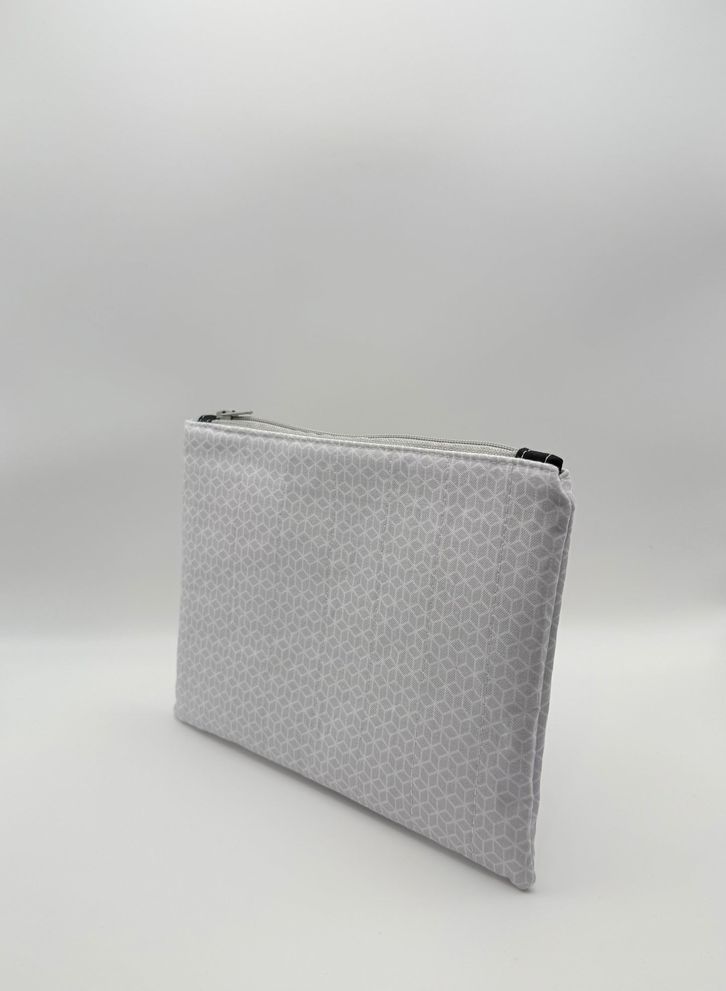 Slim Zip Pouch- Light Grey Geometrics