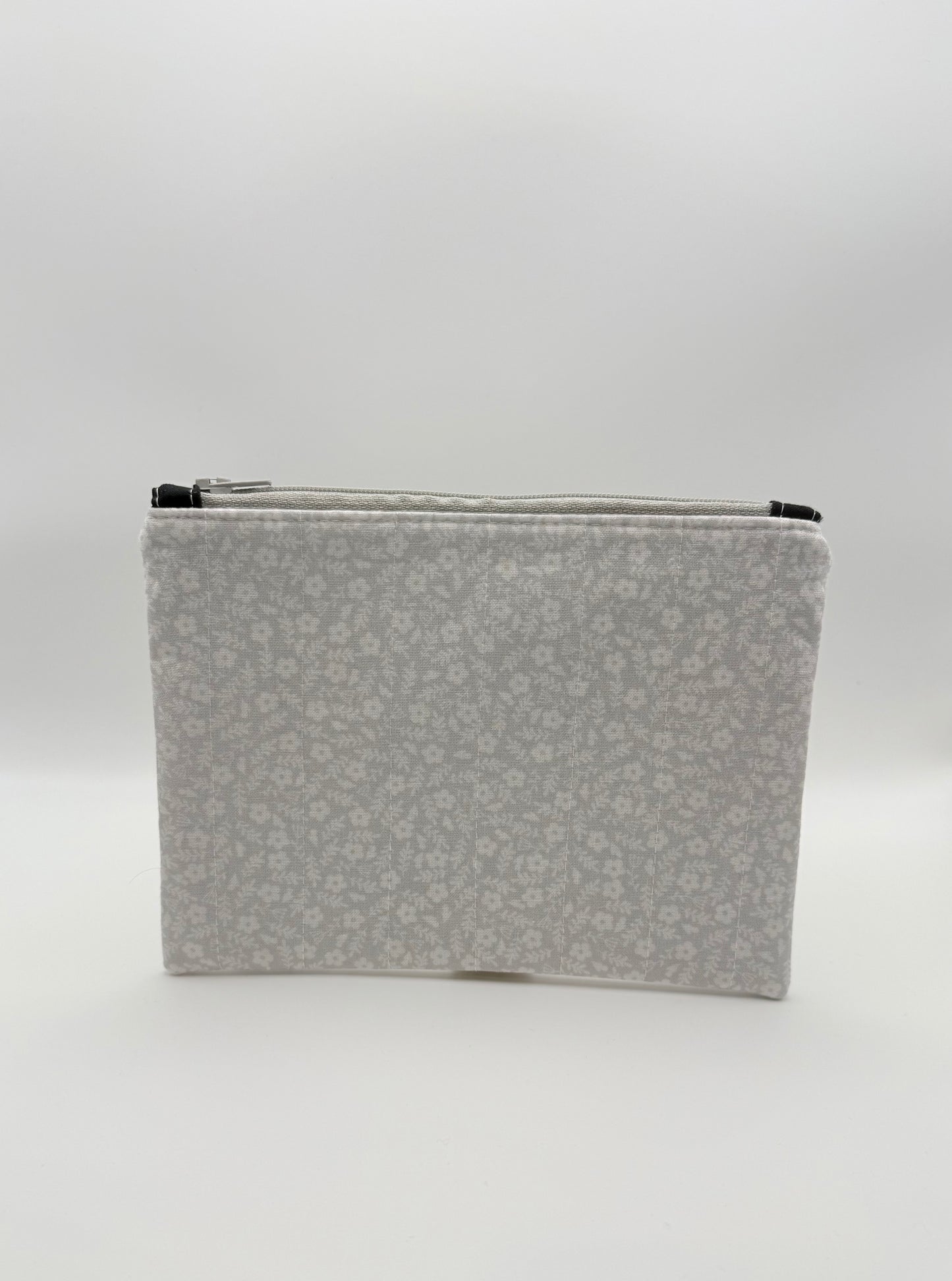 Slim Zip Pouch- Light Grey Florals