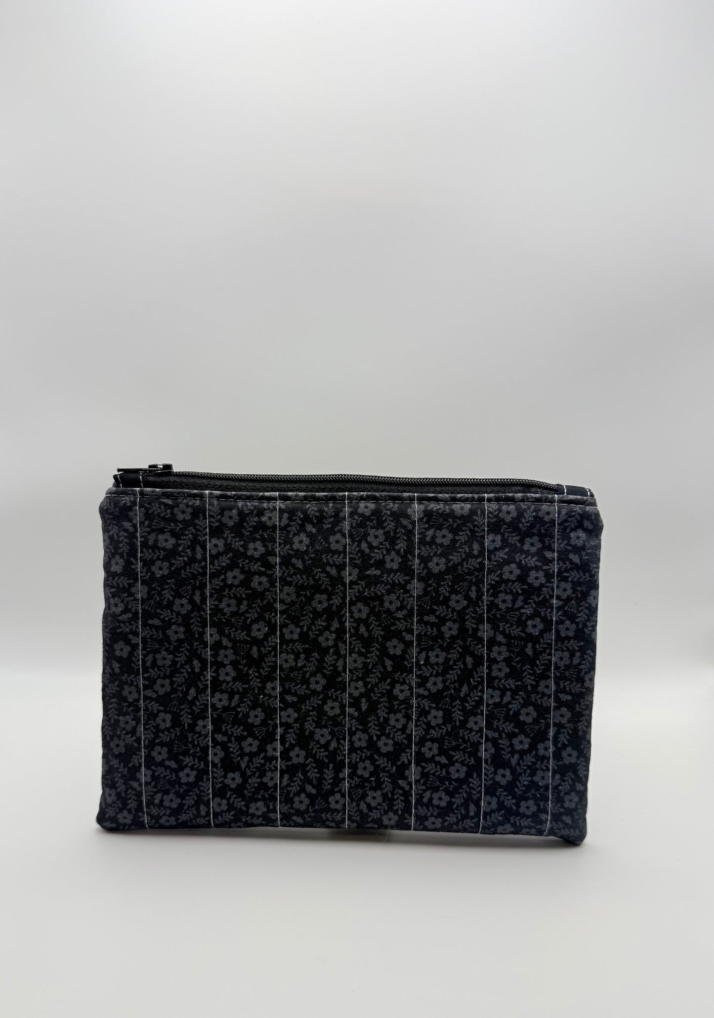 Slim Zip Pouch- Black Florals