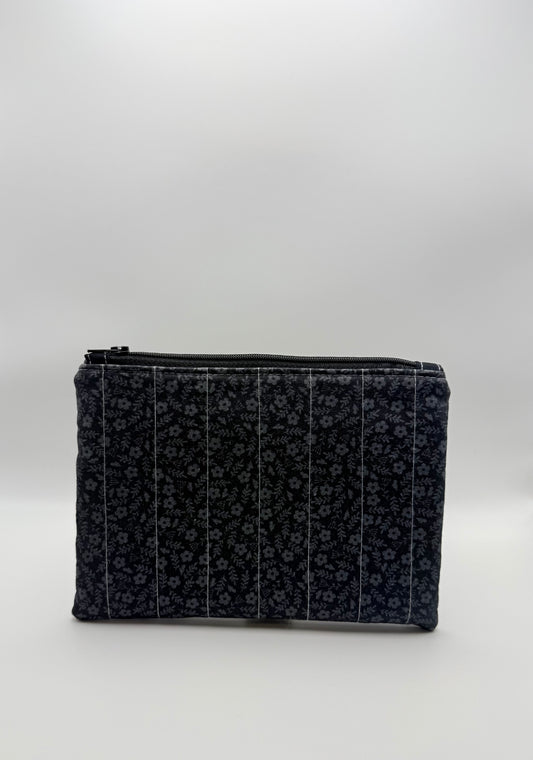 Slim Zip Pouch- Black Florals